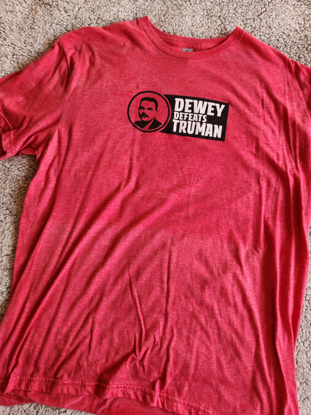Dewey Defeats Truman Red Heather Logo T
